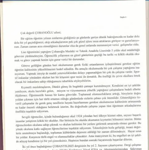 Çobanoğlu Ticaret Mesleki ve Teknik Anadolu Lisesi - okul dergisi 2015