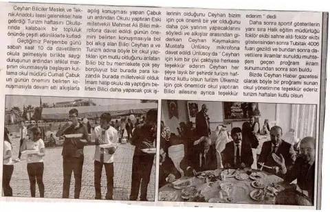 Ceyhan Biliciler Turizm Mesleki ve Teknik Anadolu Lisesi - Basında Okulumuz