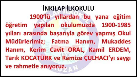 İnkılap İlkokulu - DÜNDEN BU GÜNE OKUL MÜDÜRLERİMİZ