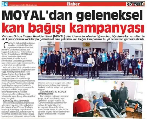 Mehmet Orhun Yaylacı Anadolu Lisesi - BASINDAN KARELER