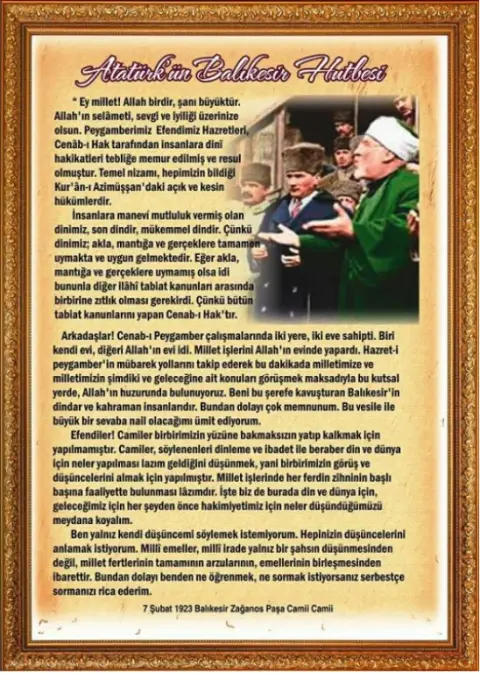 Borsa İstanbul Şehit Erhan Konuk Anadolu İmam Hatip Lisesi - Mustafa Kemal Atatürkün Balıkesir Hutbesi