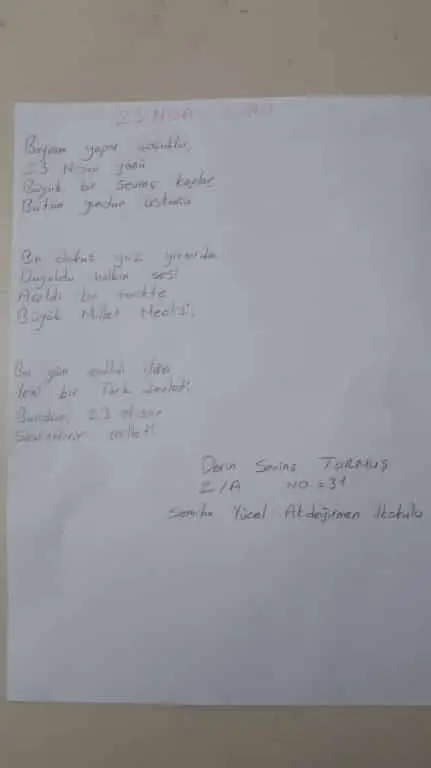 Semiha Yücel Akdeğirmen İlkokulu - 23 nisan 2020